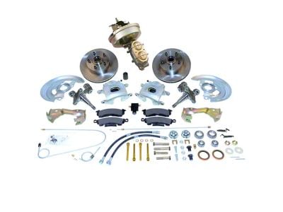 SSBC-USA Front Power Drum to Disc Brake Conversion Kit with Spindles and Vented Rotors; Zinc Calipers (64-72 Skylark)