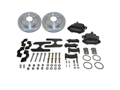 SSBC-USA Sport R1 Rear Disc Brake Conversion Kit with Built-In Parking Brake Assembly and Vented Rotors for Ford 9-Inch Small Bearing; Black Calipers (68-70 Falcon)