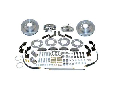 SSBC-USA Standard Rear Disc Brake Conversion Kit with Built-In Parking Brake Assembly and Cross-Drilled/Slotted Rotors for Ford 9-Inch Large Bearing and Old Style Flange; Zinc Calipers (63-70 Comet, Falcon)