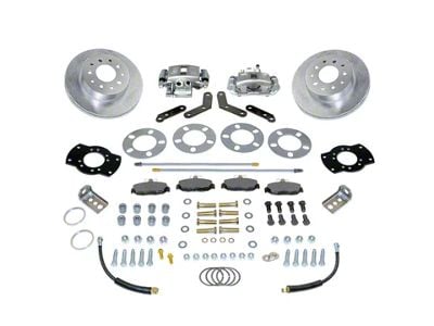 SSBC-USA Standard Rear Disc Brake Conversion Kit with Built-In Parking Brake Assembly and Cross-Drilled/Slotted Rotors for Ford 8 and 9-Inch Small Bearing; Zinc Calipers (68-70 Falcon)