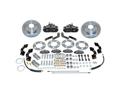 SSBC-USA Standard Rear Disc Brake Conversion Kit with Built-In Parking Brake Assembly and Vented Rotors for Ford 9-Inch Large Bearing; Black Calipers (63-70 Comet, Falcon)