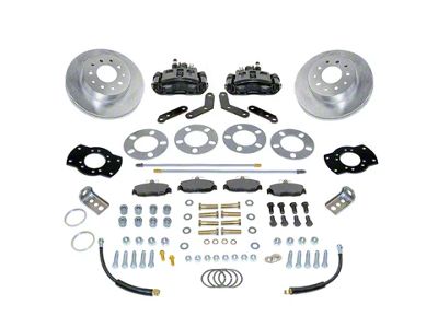 SSBC-USA Standard Rear Disc Brake Conversion Kit with Built-In Parking Brake Assembly and Vented Rotors for Ford 8 and 9-Inch Small Bearing; Black Calipers (68-70 Falcon)