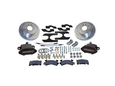 SSBC-USA Sport R1 Rear Disc Brake Conversion Kit with Built-In Parking Brake Assembly and Vented Rotors for Ford 9-Inch Large Bearing; Black Calipers (64-73 Fairlane, Torino)