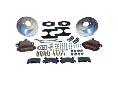 SSBC-USA Sport R1 Rear Disc Brake Conversion Kit with Built-In Parking Brake Assembly and Vented Rotors for Ford 9-Inch Torino/New Style Big Bearing; Black Calipers (64-73 Fairlane, Torino)