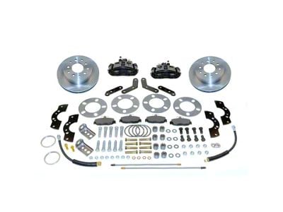 SSBC-USA Standard Rear Disc Brake Conversion Kit with Built-In Parking Brake Assembly and Cross-Drilled/Slotted Rotors for Ford Torino/New Style Big Bearing Flange; Black Calipers (64-73 Fairlane, Torino)