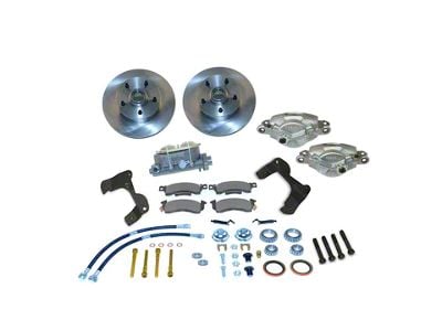 SSBC-USA Front Non-Power Drum to Disc Brake Conversion Kit with Cross-Drilled/Slotted Rotors; Zinc Calipers (1958 Biscayne, Impala)