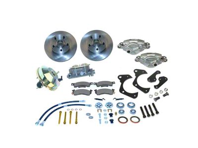 SSBC-USA Front Power Drum to Disc Brake Conversion Kit with Cross-Drilled/Slotted Rotors; Zinc Calipers (65-68 Biscayne, Impala)