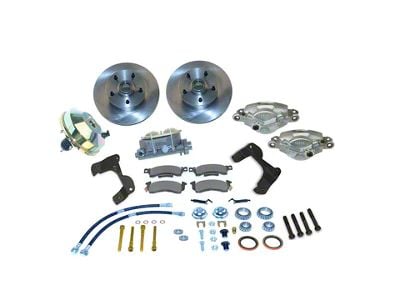 SSBC-USA Front Power Drum to Disc Brake Conversion Kit with Cross-Drilled/Slotted Rotors; Zinc Calipers (1958 Biscayne, Impala)