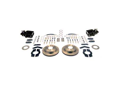 SSBC-USA Rear Disc Brake Conversion Kit with Built-In Parking Brake Assembly and Cross-Drilled/Slotted Rotors; Black Calipers (71-85 Impala)