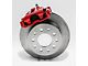 SSBC-USA Rear Disc Brake Conversion Kit with Built-In Parking Brake Assembly and Cross-Drilled/Slotted Rotors; Red Calipers (71-85 Impala)