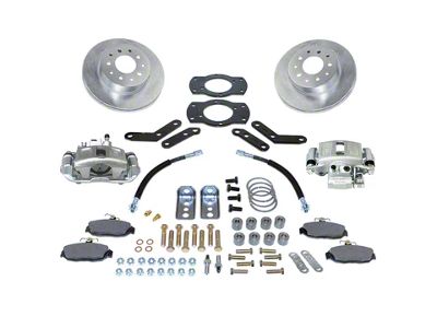 SSBC-USA Rear Disc Brake Conversion Kit with Built-In Parking Brake Assembly and Cross-Drilled/Slotted Rotors; Zinc Calipers (58-70 Biscayne, Brookwood, Caprice, Estate, Impala, Kingswood, Parkwood, Townsman)