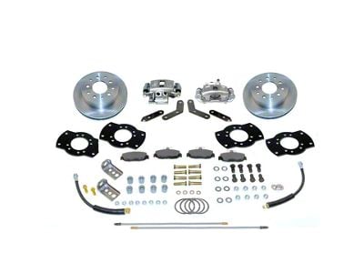 SSBC-USA Rear Disc Brake Conversion Kit with Built-In Parking Brake Assembly and Cross-Drilled/Slotted Rotors; Zinc Calipers (71-85 Impala)