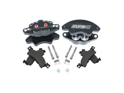 SSBC-USA Super Twin 2-Piston Front Quick Change Brake Caliper Kit with Street Performance Brake Pads; Black (69-85 Caprice, Impala)