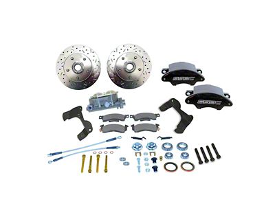 SSBC-USA Super Twin Front Non-Power Drum to Disc Brake Conversion Kit with Spindles and Vented Rotors; Black Calipers (1958 Biscayne, Impala)