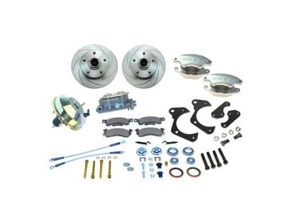 SSBC-USA Super Twin Front Power Drum to Disc Brake Conversion Kit with Spindles and Vented Rotors; Zinc Calipers (59-64 Biscayne, Impala)