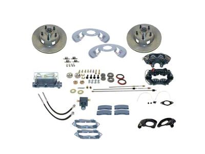 SSBC-USA Front Non-Power Drum to Disc Brake Conversion Kit with Cross-Drilled/Slotted Rotors; Zinc Calipers (67-69 V8 Mustang)