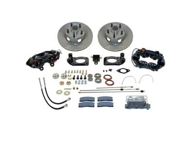 SSBC-USA Front Non-Power Drum to Disc Brake Conversion Kit with Cross-Drilled/Slotted Rotors; Zinc Calipers (70-73 Mustang)