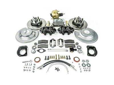 SSBC-USA Front Power Drum to Disc Brake Conversion Kit with Cross-Drilled/Slotted Rotors; Zinc Calipers (64-66 V8 Mustang)