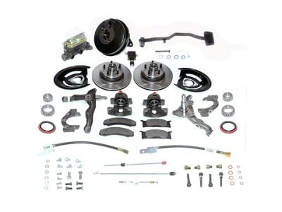 SSBC-USA Front Power Drum to Disc Brake Conversion Kit with Spindles and Vented Rotors; Zinc Calipers (68-69 Mustang w/ Manual Transmission)