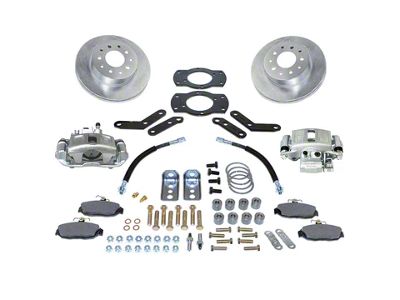 SSBC-USA Rear Disc Brake Conversion Kit with Built-In Parking Brake Assembly and Vented Rotors; Zinc Calipers (55-57 150, 210, Bel Air, Nomad)