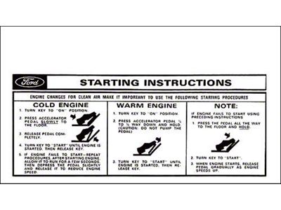 Sun Visor Starting Instructions Sleeve - Comet & Montego