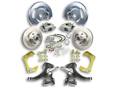 The Right Stuff Detailing Street Series At The Wheel 2-Inch Drop Front Disc Brake Conversion Kit for 5x5 Bolt Pattern; Natural Calipers (60-62 C10, C20, 2WD Suburban)