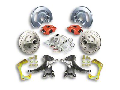 The Right Stuff Detailing Street Series At The Wheel 2-Inch Drop Front Disc Brake Conversion Kit for 6x5.5 Bolt Pattern; Red Calipers (60-62 C10, C20, 2WD Suburban)