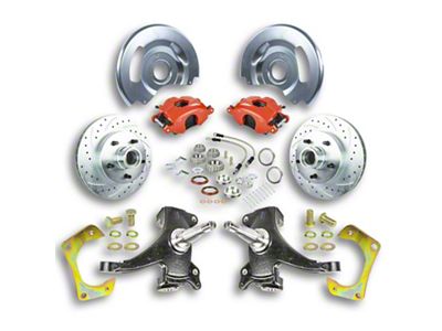 The Right Stuff Detailing Street Series At The Wheel 2-Inch Drop Front Disc Brake Conversion Kit for 5x5 Bolt Pattern; Red Calipers (63-70 2WD Blazer, C10, C20, Jimmy, Suburban)