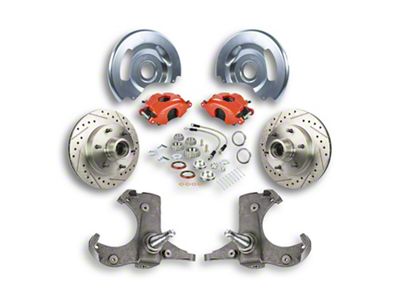 The Right Stuff Detailing Street Series At The Wheel Front Disc Brake Conversion Kit for 6x5.5 Bolt Pattern; Red Calipers (60-62 C10, C20, 2WD Suburban)