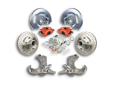 The Right Stuff Detailing Street Series At The Wheel Front Disc Brake Conversion Kit for 6x5.5 Bolt Pattern; Red Calipers (63-70 2WD Blazer, C10, C20, Jimmy, Suburban)