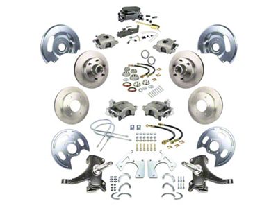 The Right Stuff Detailing Street Series Manual 4-Wheel Disc Brake Conversion Kit with Black Master Cylinder for 6x5.5 Bolt Pattern; Natural Calipers (63-70 Blazer, C10, C20, Jimmy, K10, K20, Suburban)