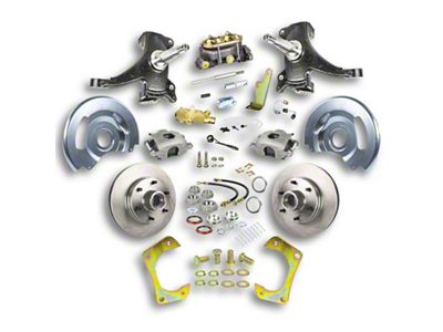 The Right Stuff Detailing Street Series 2-Inch Drop Front Manual Disc Brake Conversion Kit with Original Master Cylinder for 6x5.5 Bolt Pattern; Natural Calipers (60-62 C10, C20, K10, K20, Suburban)