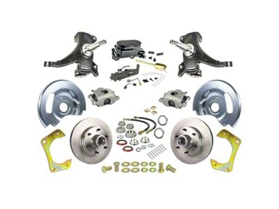 The Right Stuff Detailing Street Series 2-Inch Drop Front Manual Disc Brake Conversion Kit with Black Master Cylinder for 6x5.5 Bolt Pattern; Natural Calipers (60-62 C10, C20, K10, K20, Suburban)