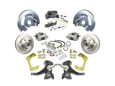 The Right Stuff Detailing Street Series 2-Inch Drop Front Manual Disc Brake Conversion Kit with Black Master Cylinder for 5x5 Bolt Pattern; Natural Calipers (63-70 Blazer, C10, C20, Jimmy, K10, K20, Suburban)