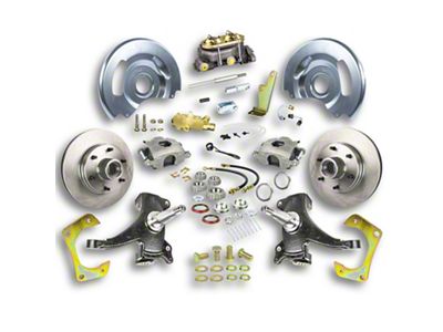 The Right Stuff Detailing Street Series 2-Inch Drop Front Manual Disc Brake Conversion Kit with Original Master Cylinder for 6x5.5 Bolt Pattern; Natural Calipers (63-70 Blazer, C10, C20, Jimmy, K10, K20, Suburban)