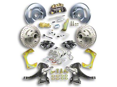 The Right Stuff Detailing Street Series 2-Inch Drop Front Manual Disc Brake Conversion Kit with Original Master Cylinder for 6x5.5 Bolt Pattern; Black Calipers (63-70 Blazer, C10, C20, Jimmy, K10, K20, Suburban)