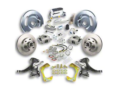 The Right Stuff Detailing Street Series 2-Inch Drop Front Manual Disc Brake Conversion Kit with Chrome Master Cylinder for 6x5.5 Bolt Pattern; Natural Calipers (63-70 Blazer, C10, C20, Jimmy, K10, K20, Suburban)