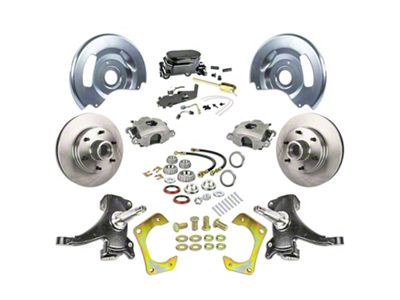 The Right Stuff Detailing Street Series 2-Inch Drop Front Manual Disc Brake Conversion Kit with Black Master Cylinder for 6x5.5 Bolt Pattern; Natural Calipers (63-70 Blazer, C10, C20, Jimmy, K10, K20, Suburban)