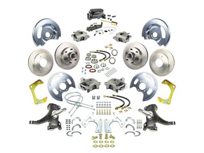 The Right Stuff Detailing Street Series 2-Inch Drop 4-Wheel Manual Disc Brake Conversion Kit with Black Master Cylinder for 6x5.5 Bolt Pattern; Natural Calipers (63-70 Blazer, C10, C20, Jimmy, K10, K20, Suburban)