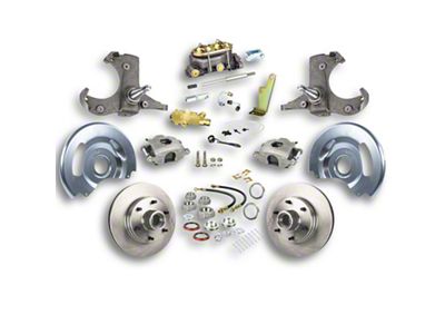 The Right Stuff Detailing Street Series Manual Front Disc Brake Conversion Kit with Original Master Cylinder for 6x5.5 Bolt Pattern; Natural Calipers (60-62 C10, C20, K10, K20, Suburban)