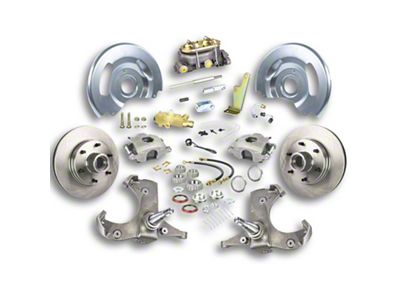 The Right Stuff Detailing Street Series Manual Front Disc Brake Conversion Kit with Original Master Cylinder for 6x5.5 Bolt Pattern; Natural Calipers (63-70 Blazer, C10, C20, Jimmy, K10, K20, Suburban)