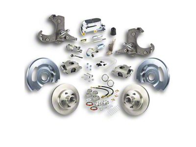 The Right Stuff Detailing Street Series Manual Front Disc Brake Conversion Kit with Chrome Master Cylinder for 5x5 Bolt Pattern; Natural Calipers (60-62 C10, C20, K10, K20, Suburban)