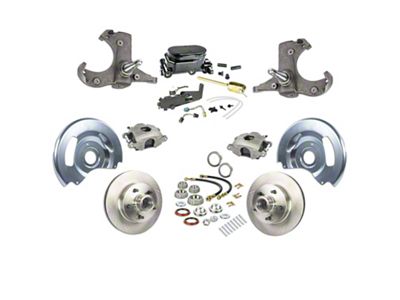 The Right Stuff Detailing Street Series Manual Front Disc Brake Conversion Kit with Black Master Cylinder for 5x5 Bolt Pattern; Natural Calipers (60-62 C10, C20, K10, K20, Suburban)