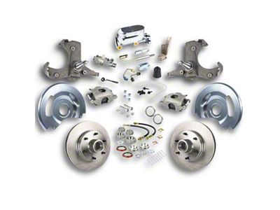 The Right Stuff Detailing Street Series Manual Front Disc Brake Conversion Kit with Chrome Master Cylinder for 6x5.5 Bolt Pattern; Natural Calipers (60-62 C10, C20, K10, K20, Suburban)