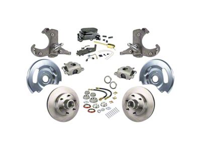 The Right Stuff Detailing Street Series Manual Front Disc Brake Conversion Kit with Black Master Cylinder for 6x5.5 Bolt Pattern; Natural Calipers (60-62 C10, C20, K10, K20, Suburban)