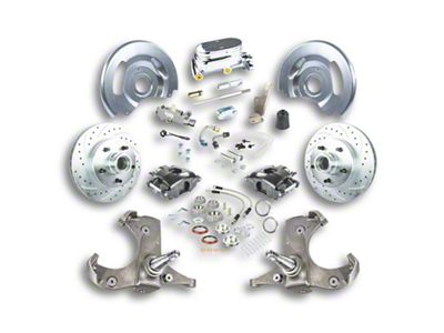 The Right Stuff Detailing Street Series Manual Front Disc Brake Conversion Kit with Chrome Master Cylinder for 5x5 Bolt Pattern; Black Calipers (63-70 Blazer, C10, C20, Jimmy, K10, K20, Suburban)