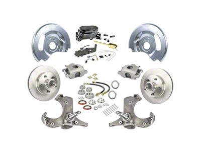 The Right Stuff Detailing Street Series Manual Front Disc Brake Conversion Kit with Black Master Cylinder for 5x5 Bolt Pattern; Natural Calipers (63-70 Blazer, C10, C20, Jimmy, K10, K20, Suburban)