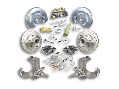 The Right Stuff Detailing Street Series Manual Front Disc Brake Conversion Kit with Original Master Cylinder for 6x5.5 Bolt Pattern; Black Calipers (63-70 Blazer, C10, C20, Jimmy, K10, K20, Suburban)