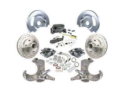 The Right Stuff Detailing Street Series Manual Front Disc Brake Conversion Kit with Black Master Cylinder for 6x5.5 Bolt Pattern; Black Calipers (63-70 Blazer, C10, C20, Jimmy, K10, K20, Suburban)