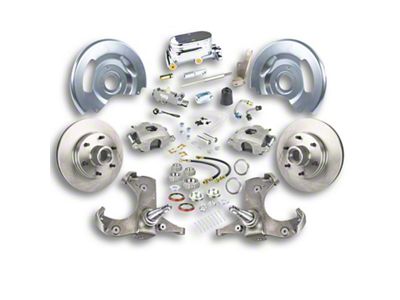 The Right Stuff Detailing Street Series Manual Front Disc Brake Conversion Kit with Chrome Master Cylinder for 6x5.5 Bolt Pattern; Natural Calipers (63-70 Blazer, C10, C20, Jimmy, K10, K20, Suburban)